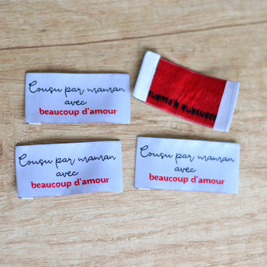 Étiquette à coudre – Cousu par maman avec beaucoup d’amour ❤️