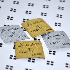 Étiquettes à coudre - La couture c'est la vie! - Mélange Or et Argent
