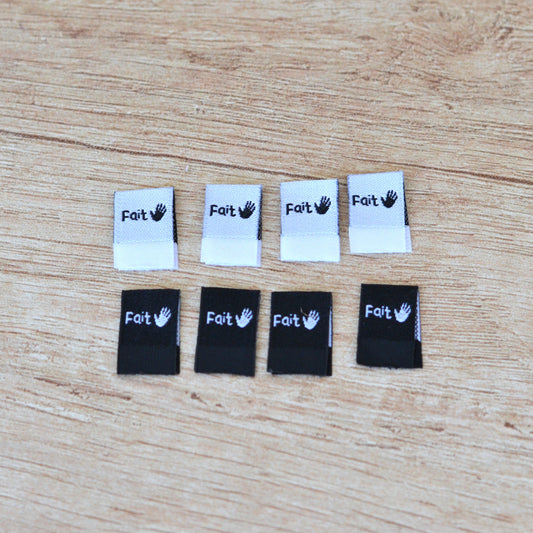 Étiquette tissée à coudre –  “Fait 🖐️” micro