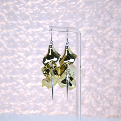 Boucles D'oreilles - Pétales d'aiguille - Miroir doré