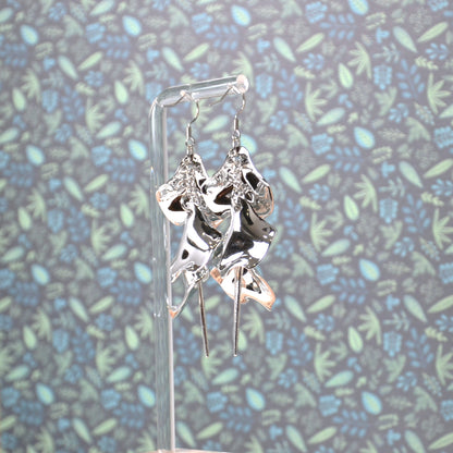 Boucles D'oreilles - Pétales d'aiguille - Miroir argent