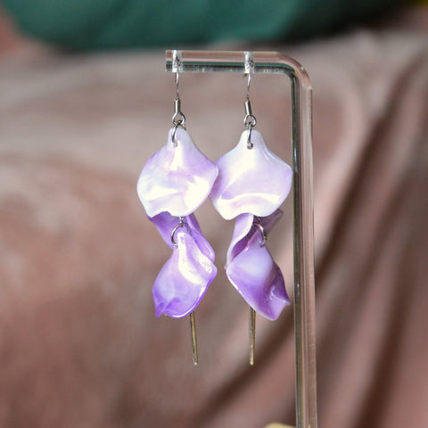 Boucles D'oreilles - Pétales d'aiguille - Dégradé de violet