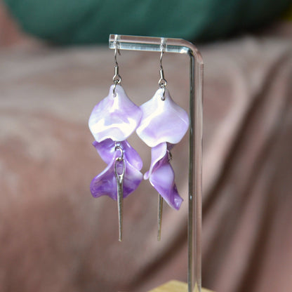 Boucles D'oreilles - Pétales d'aiguille - Dégradé de violet