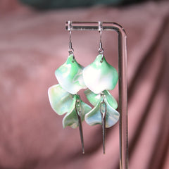 Boucles D'oreilles - Pétales d'aiguille - Marbrée vert