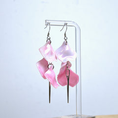 Boucles D'oreilles - Pétales d'aiguille - Marbrée rose